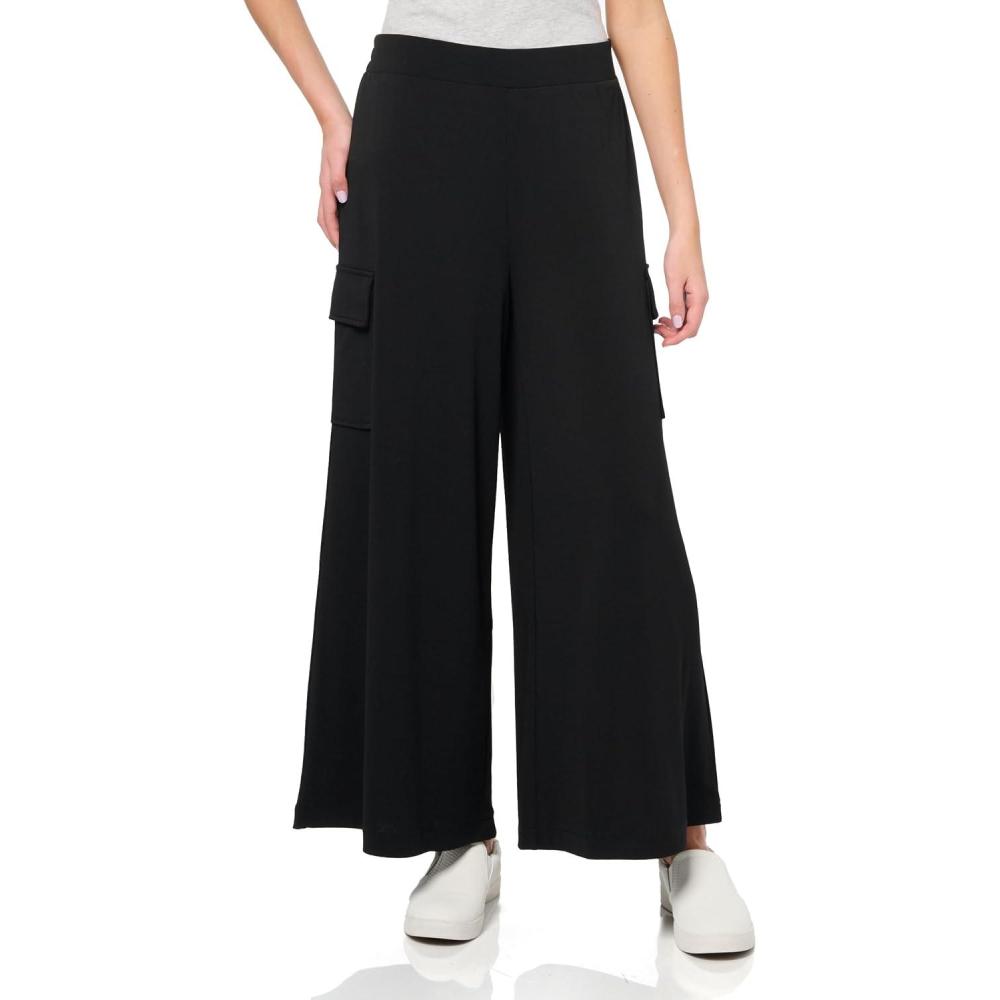 imageAdrianna Papell Womens Knit Pull on Utility Pant with Cargo PocketsBlack