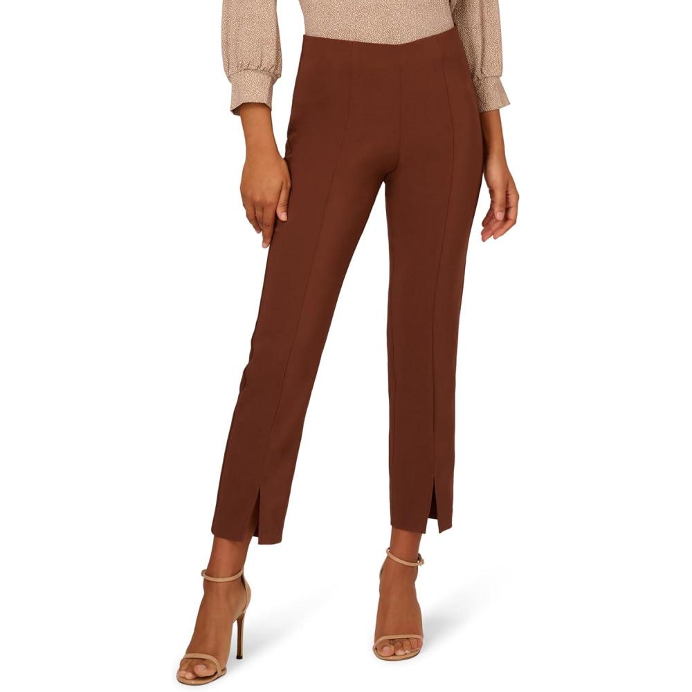 imageAdrianna Papell Womens Pull on Pant with Front SlitMocha