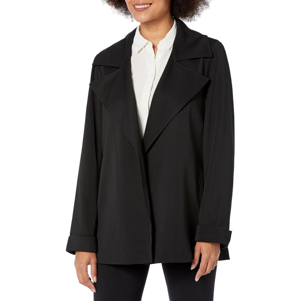 imageAdrianna Papell Womens Tall Size Trench Jacket with Back YokeBlack