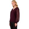 Adrianna Papell Womens Clip Dot Long Sleeve Sweater(Plum)