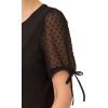 Adrianna Papell Women’s Clip Dot Tie Sleeve Solid Top(Black)