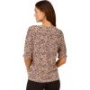 Adrianna Papell Women’s Elbow Smocked Sleeve and Shoulder Printed Top(Tan Shadow Leopard)