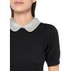 Adrianna Papell Womens Hammered Satin Collar Twofer(Black W/ Ivory/Black Micro Dot)