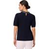 Adrianna Papell Womens Hammered Satin Collar Twofer(Navy W/ Navy/Ivory Mini Dot)