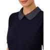Adrianna Papell Womens Hammered Satin Collar Twofer(Navy W/ Navy/Ivory Mini Dot)