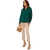 Adrianna Papell Womens Long Sleeve Open V-Neck Collar Silky Woven Blouse(Botanical Garden)