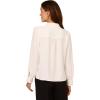 Adrianna Papell Womens Long Sleeve Woven Button Front Top with Contrast Neck Tie(Ivory/Black)