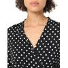 Adrianna Papell Women’s Long Sleeve Wrap Midi Dress(Black/Ivory Medium Dot)