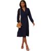 Adrianna Papell Women’s Long Sleeve Wrap Midi Dress(Blue Moon)