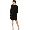 Adrianna Papell Women’s Pleated Knit Crew Neck Dress(Black)