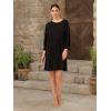 Adrianna Papell Women’s Pleated Knit Crew Neck Dress(Black)