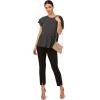 Adrianna Papell Womens Pleated Knit Double Sleeve Top(Black Blowing Leaf)