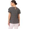 Adrianna Papell Womens Pleated Knit Double Sleeve Top(Black Painted Dots)