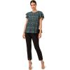 Adrianna Papell Womens Pleated Knit Double Sleeve Top(Dark Evergreen Brushed Dot)