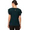 Adrianna Papell Womens Pleated Knit Double Sleeve Top(Dark Evergreen/Black Seed Dot)