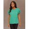 Adrianna Papell Womens Pleated Knit Double Sleeve Top(Vivid Green/ Ivory Small Dot)