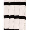 Adrianna Papell Women’s Pointelle Short Sleeve Polo Striped V-Placket Sweater(Ivory/Black)