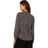 Adrianna Papell Women’s Print Collared V-Neck Knit Top(Black Ripple Stripe)