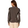 Adrianna Papell Women’s Print Collared V-Neck Knit Top(Black/Taupe Fine Stripe)