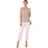 Adrianna Papell Womens Ruffle Mock Neck Tank(Champagne Blush Contrast Stripe)