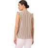 Adrianna Papell Womens Ruffle Mock Neck Tank(Champagne Blush Contrast Stripe)