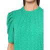 Adrianna Papell Womens Ruffle Neck Short Sleeve Dress(Emerald Scattered Leaf)