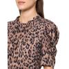 Adrianna Papell Womens Ruffle Neck Short Sleeve Dress(Realistic Cheetah)