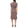 Adrianna Papell Womens Ruffle Neck Short Sleeve Dress(Realistic Cheetah)