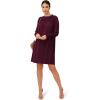 Adrianna Papell Women’s Shirred Top Ruffle Neck Dress(Plum)
