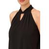 Adrianna Papell Womens Solid Knit Halter Twist Neck Top(Black)