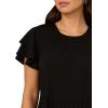 Adrianna Papell Women’s Solid Pleat Double Sleeve Top(Black)