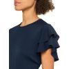 Adrianna Papell Women’s Solid Pleat Double Sleeve Top(Blue Moon)
