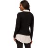 Adrianna Papell Women’s Solid V-Neck Twofer Sweater(Black/Ivory)