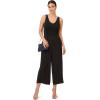 Adrianna Papell Womens Textured Wide Leg Pull on Pant W/Slit Pockets(Black)