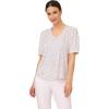 Adrianna Papell Women’s V-Neck Short Puff Sleeve Top(Ivory/Black Scatter Dot)