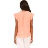 Adrianna Papell womens Solid Short Ruffle Sleeve Popover Blouse(Apricot Sorbet)