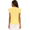 Adrianna Papell womens Solid Short Ruffle Sleeve Popover Blouse(Lemon Frost)
