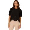 Adrianna Papell Women’s Airflow Eyelet Embroidered Woven Crop Top(Black)