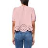 Adrianna Papell Women’s Airflow Eyelet Embroidered Woven Crop Top(Deauville Mauve)