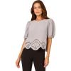 Adrianna Papell Women’s Airflow Eyelet Embroidered Woven Crop Top(Silver Mist)