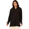 Adrianna Papell Womens Airflow Woven Button Down Top W/Side Slits(Black)