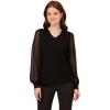 Adrianna Papell Womens Clip Dot Long Sleeve Sweater(Black)