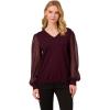 Adrianna Papell Womens Clip Dot Long Sleeve Sweater(Plum)