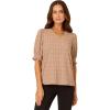 Adrianna Papell Women’s Elbow Smocked Sleeve and Shoulder Printed Top(Sand Animal Ditsy)