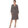 Adrianna Papell Women’s Long Sleeve Wrap Midi Dress(Hunter Semi Circle Interlock)