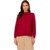 Adrianna Papell Women’s Mock Neck Step Hem Sweater(Cranberry)