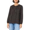 Adrianna Papell Women’s Pintuck Button Down Blouse(Black/Camel Classic Hearts)