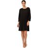Adrianna Papell Women’s Pleated Knit Crew Neck Dress(Black)