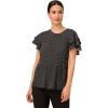 Adrianna Papell Womens Pleated Knit Double Sleeve Top(Black Blowing Leaf)
