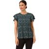 Adrianna Papell Womens Pleated Knit Double Sleeve Top(Dark Evergreen Brushed Dot)
